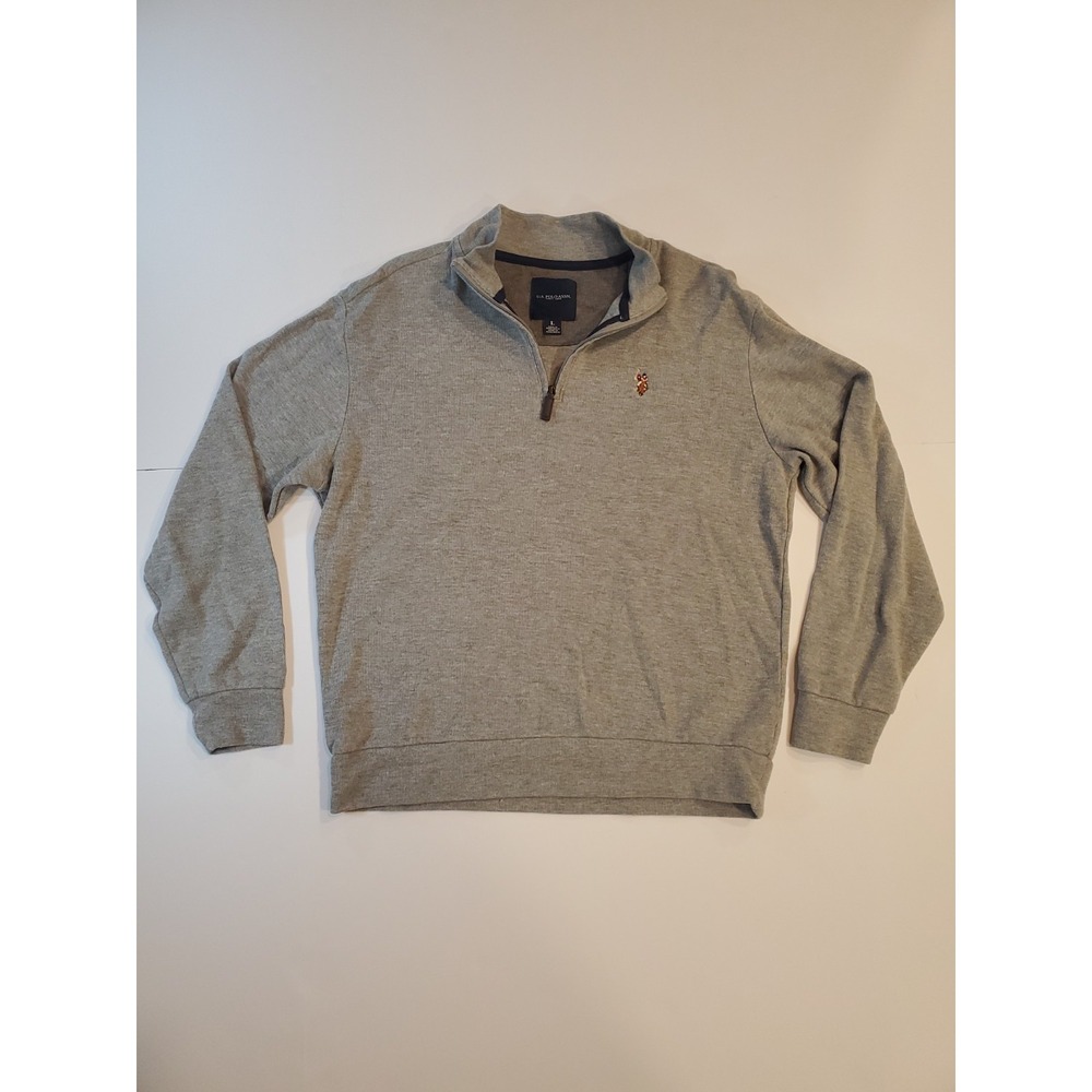 U.S. Polo Assn. Quarter-Zip Sweater Men's L Grey Knit Feel